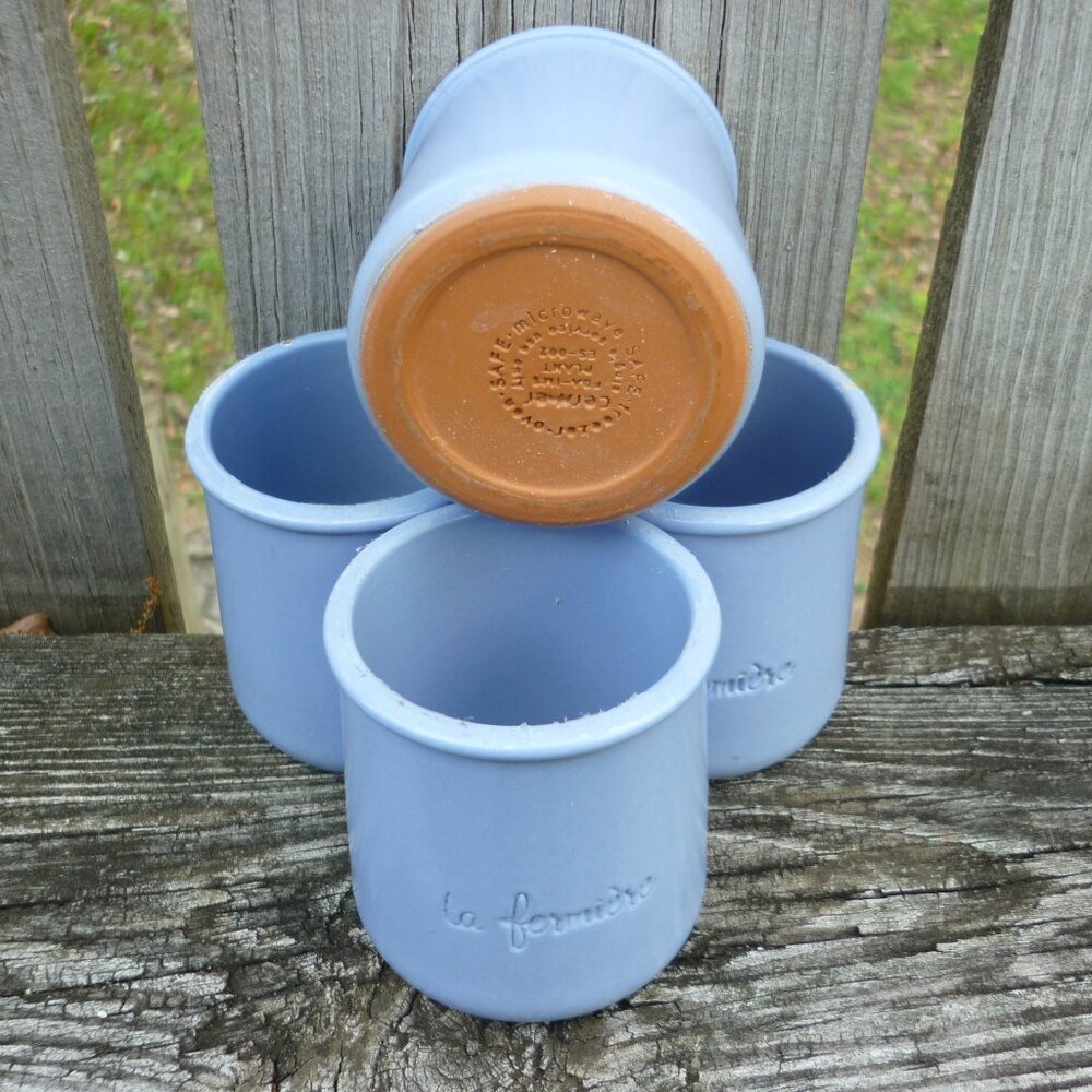 LA FERMIERE Terra Cotta Cups / Pots PERIWINKLE BLUE - Picture 3 of 3